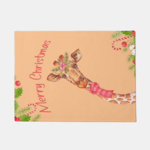 Giraffe Lover Giraffes Africa Merry Christmas Doormat