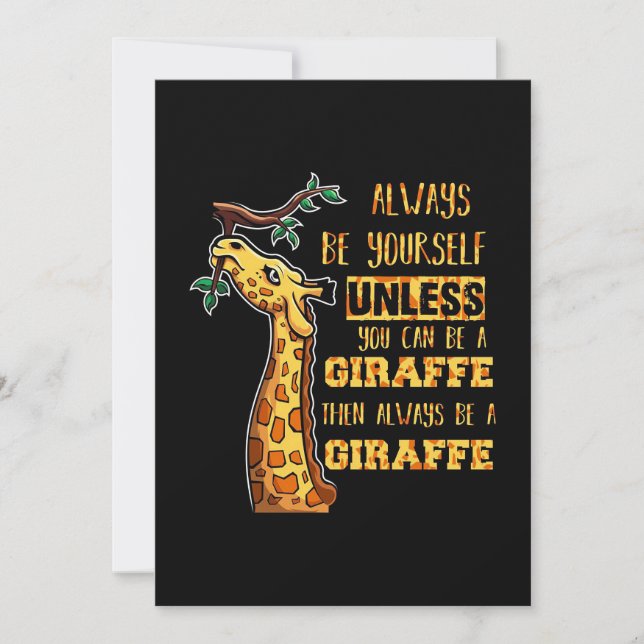 Giraffe Lover Giraffes Always Be Yourself Thank You Card (Front)