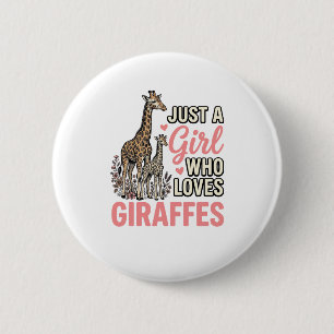 Giraffe Lover Girl Vintage Engraving Shirt Design_ 6 Cm Round Badge