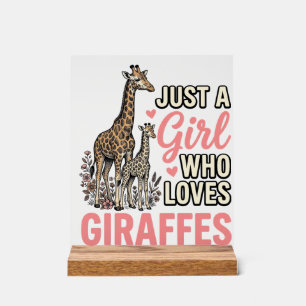 Giraffe Lover Girl Vintage Engraving Shirt Design_ Acrylic Sign