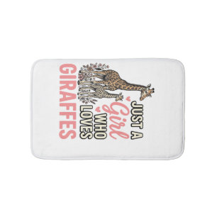 Giraffe Lover Girl Vintage Engraving Shirt Design_ Bath Mat
