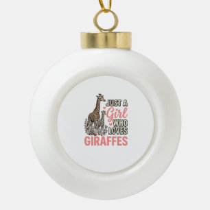 Giraffe Lover Girl Vintage Engraving Shirt Design_ Ceramic Ball Christmas Ornament
