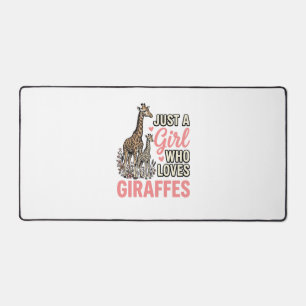 Giraffe Lover Girl Vintage Engraving Shirt Design_ Desk Mat