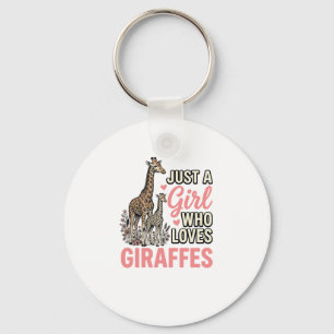 Giraffe Lover Girl Vintage Engraving Shirt Design_ Key Ring