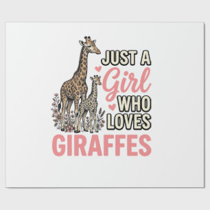 Giraffe Lover Girl Vintage Engraving Shirt Design_ Wrapping Paper