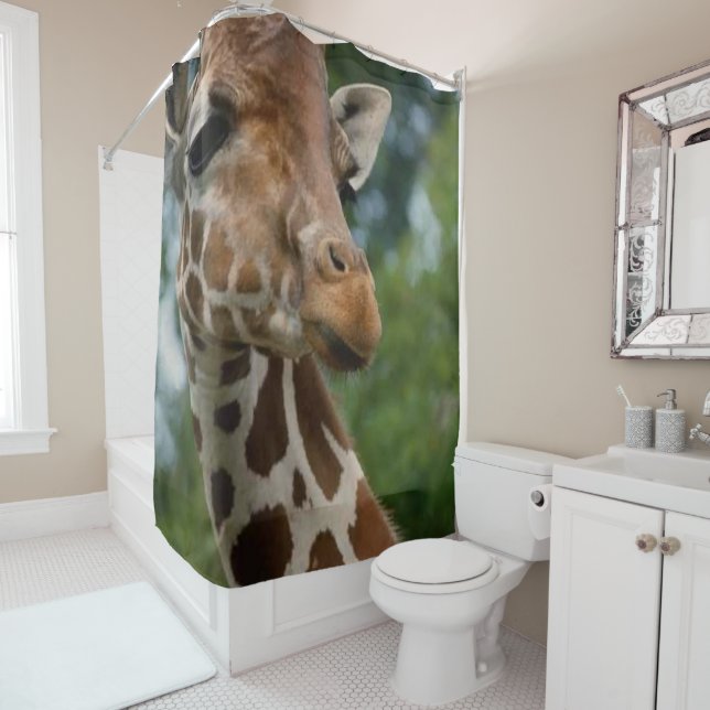 Giraffe Lovers Art Shower Curtain (In Situ)