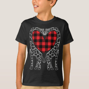 Giraffe Lovers Christmas Buffalo Plaid Pajama Anim T-Shirt