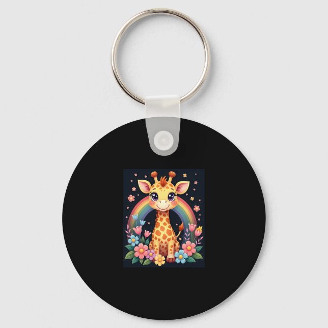 Giraffe Lovers T-Shirt Key Ring (Front)
