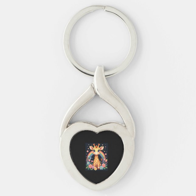 Giraffe Lovers T-Shirt Key Ring (Front)