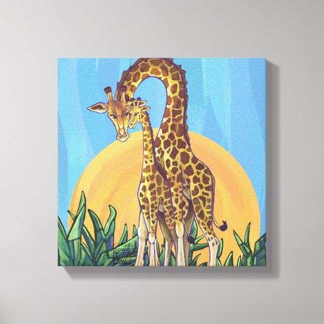 Giraffe Mama and Baby Canvas Print (Front)