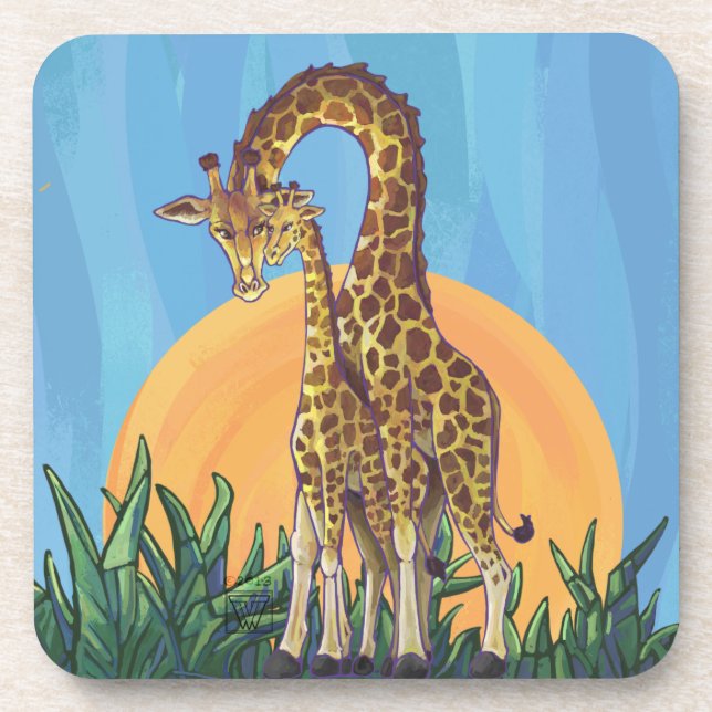 Giraffe Mama and Baby Coaster (Front)
