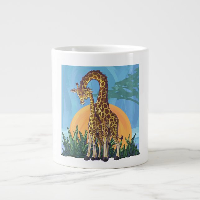 Giraffe Mama and Baby Large Coffee Mug (Front)