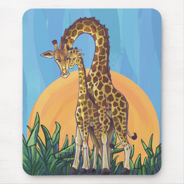 Giraffe Mama and Baby Mouse Pad (Front)