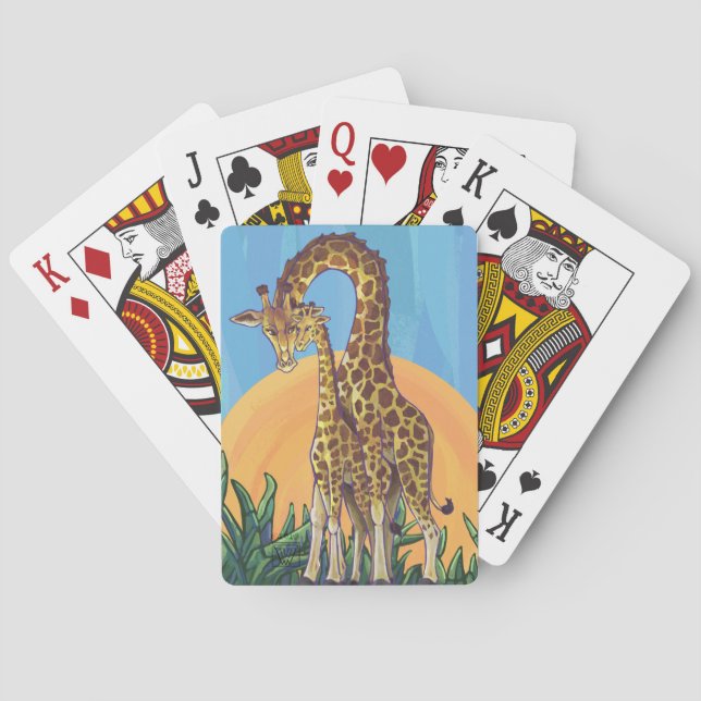 Giraffe Mama and Baby Playing Cards (Back)
