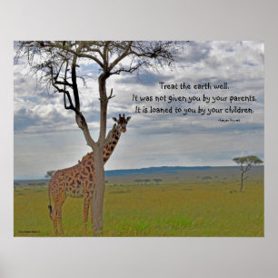 Giraffe Masai Mara , Kenyan Proverb Poster