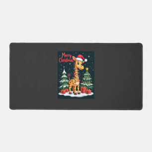Giraffe Merry Christmas Tree Lighting Santa Giraff Desk Mat