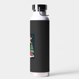 Giraffe Merry Christmas Tree Lighting Santa Giraff Water Bottle