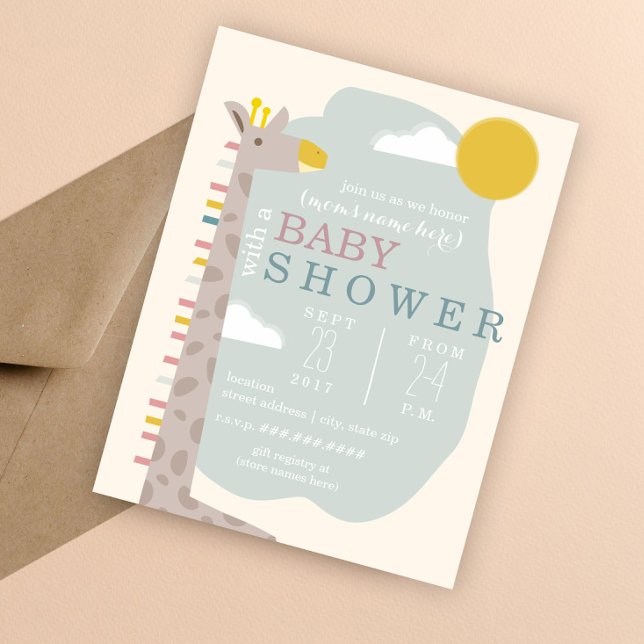 Giraffe Modern Neutral Baby Shower Invitation (Creator Uploaded)