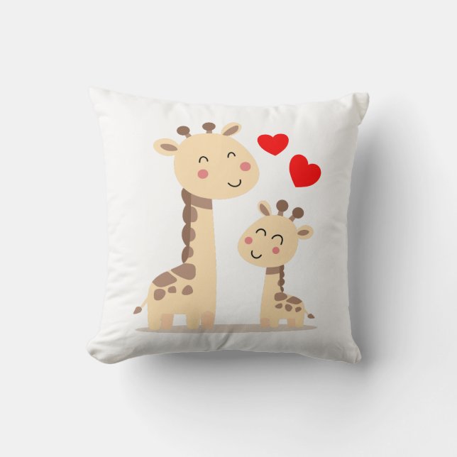 Giraffe Mom and Baby  Cushion (Front)