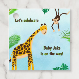 Giraffe & Monkey Safari or Zoo Party Animal   Favour Tags