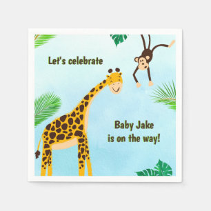 Giraffe & Monkey Safari or Zoo Party Animal Napkin