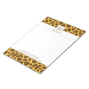 Giraffe Monogram Personalised Notepad