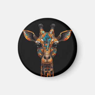 Giraffe Mosaic Portrait Acrylic Keychain Magnet