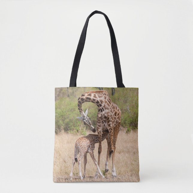 Giraffe Mother and Baby in Kenya Tote Bag (Front)