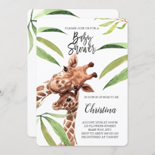 Giraffe Mum & Baby Greenery Eucalyptus Baby Shower Invitation