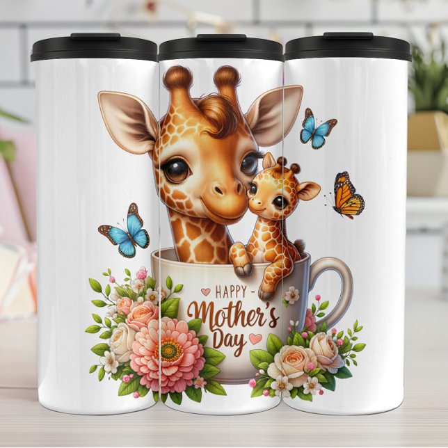 Giraffe Mum: Calf, Flowers, Mother's Day Thermal Tumbler (Creator Uploaded)
