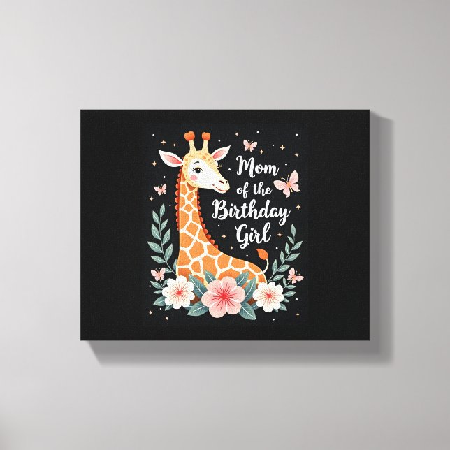 Giraffe Mum of the Birthday Girl Matching Family L Canvas Print (Front)