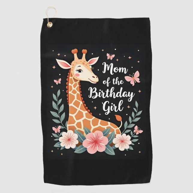 Giraffe Mum of the Birthday Girl Matching Family L Golf Towel (Front)