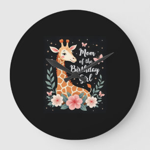 Giraffe Mum of the Birthday Girl Matching Family L Large Clock