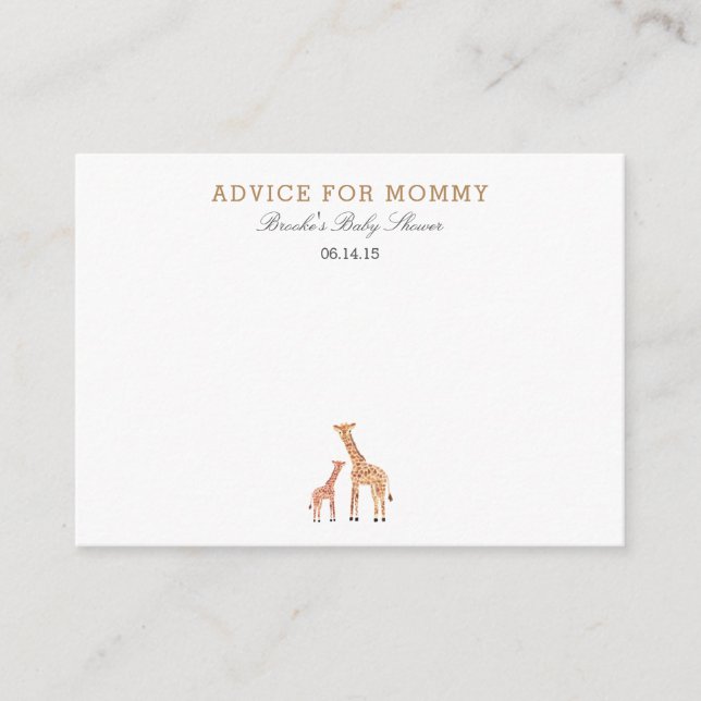 Giraffe Mummy Advice Cards (Front)