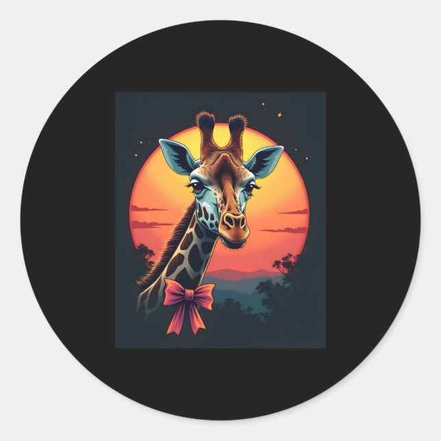Giraffe Neck Like a Rollercoaster Run Funny Retro  Classic Round Sticker (Front)