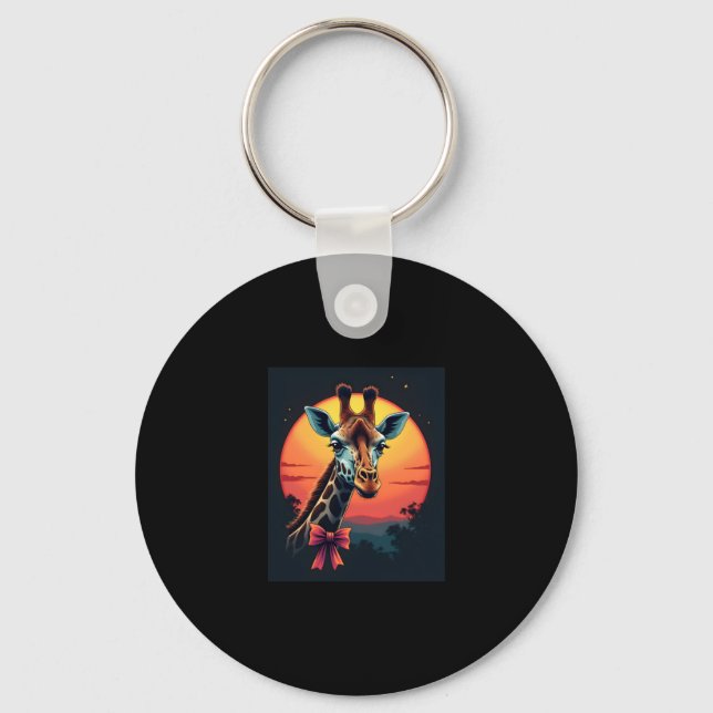 Giraffe Neck Like a Rollercoaster Run Funny Retro  Key Ring (Front)