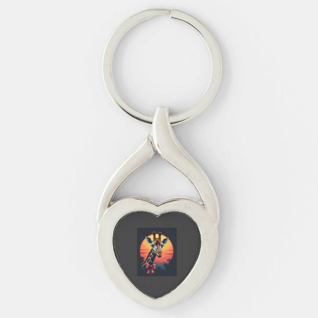 Giraffe Neck Like a Rollercoaster Run Funny Retro  Key Ring (Front)