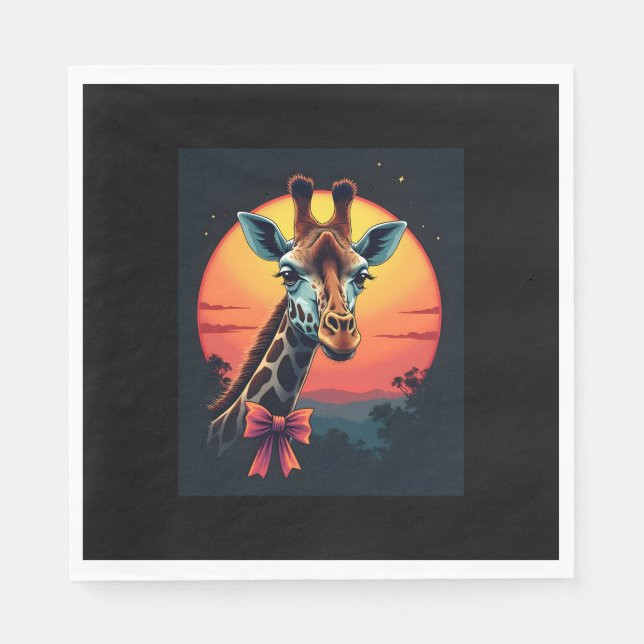 Giraffe Neck Like a Rollercoaster Run Funny Retro  Napkin (Front)