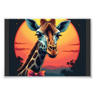 Giraffe Neck Like a Rollercoaster Run Funny Retro Photo Print