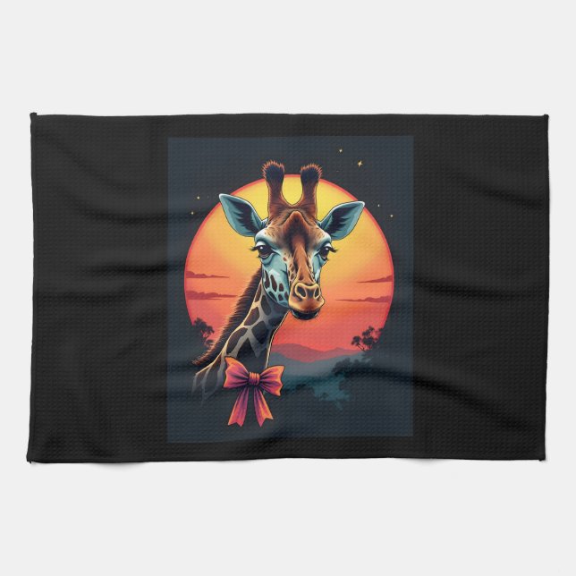 Giraffe Neck Like a Rollercoaster Run Funny Retro  Tea Towel (Horizontal)