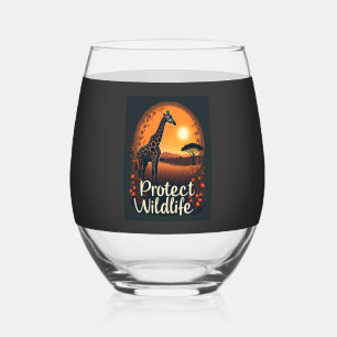Giraffe of the Savanna Tank Top Stemless Wine Glass