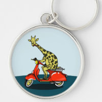 giraffe on a vintage scooter
