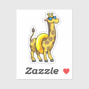 Giraffe on Beach with Swim ring & Sunglasses