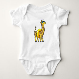 Giraffe on Beach with Swim ring & Sunglasses Baby Bodysuit