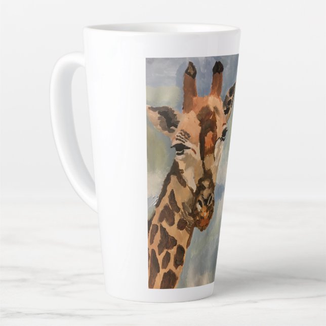Giraffe on latte mug (Left Angle)
