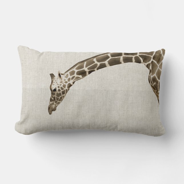 Giraffe on Linen Stripes Decorator Accent Pillow (Front)