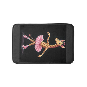 Giraffe On Roller Skates In Pink Tutu Tank Top Bath Mat