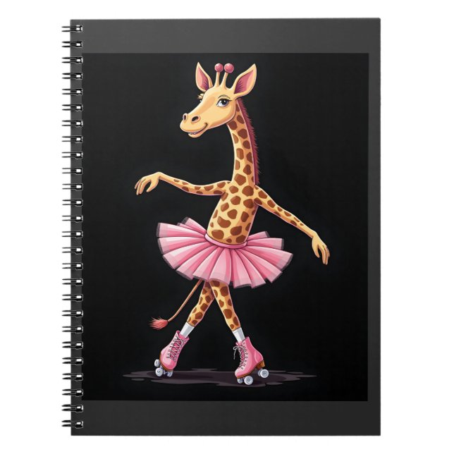 Giraffe On Roller Skates In Pink Tutu Tank Top Notebook (Front)