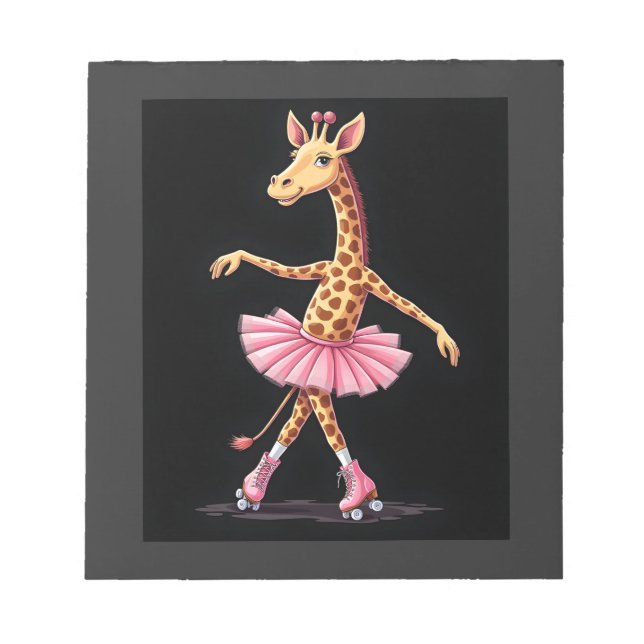 Giraffe On Roller Skates In Pink Tutu Tank Top Notepad (Front)