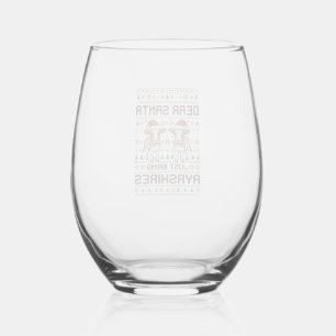 Giraffe on Skateboard Rainbow Vintage Shirt Design Stemless Wine Glass